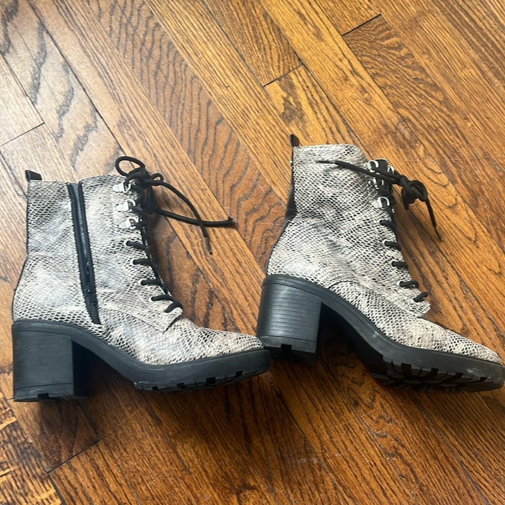 Snake print combat boot